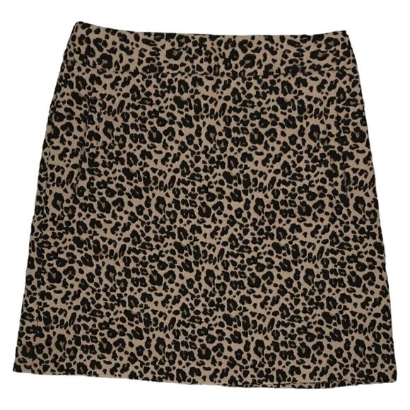 Loft Mini Skirt 0P Pointe Knit A Line Animal Print Pocket Cheetah Stretch Petite - Picture 4 of 16